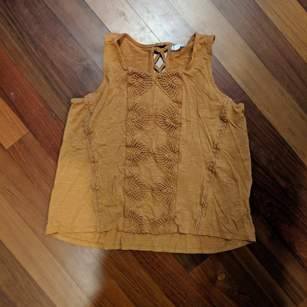 Dark mustard/marigold lace tank